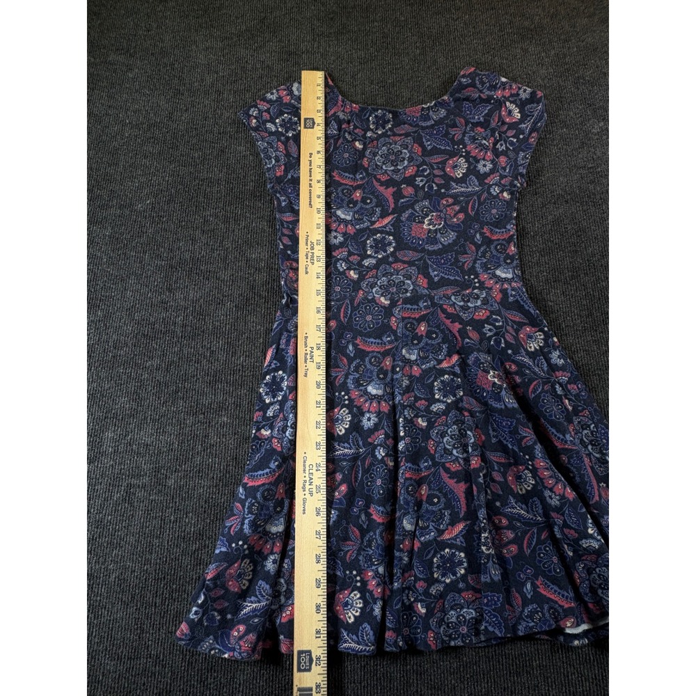 Hollister Women Navy Blue Pink Floral Skater Dress Cap Sleeve Mini Medium 2493 - Picture 6 of 7